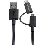StarTech.com 1m Apple Lightning or Micro USB to USB Cable Black