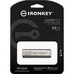 IronKey IKLP50 32 GB USB 3.2 Gen 1 Type A Flash Drive - Silver - XTS-AES, 256-bit AES - TAA Compliant - 145 MB/s Read Speed - 115 MB/s Write Speed