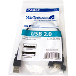 StarTech.com 1 ft Panel Mount USB Cable A to A - F/M - 1 x Type A Male USB - 1 x Type A Female USB - Black