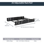 StarTech.com 2U Fixed 19 Adjustable Depth Universal Server Rack Rails - 45.36 kg Load Capacity