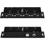 StarTech.com 4 Port USB to DB9 RS232 Serial Adapter Hub - Industrial DIN Rail and Wall Mountable