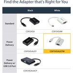 StarTech.com USB-C to VGA Adapter - 60 W USB Power Delivery - USB Type C Adapter for USB-C devices such as your 2018 iPad Pro - White - 1080p - Thunderbolt 3 Compati