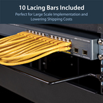 StarTech.com Horizontal Lacing Bar w/ 4 inch Offset at 75 Degrees- Server Rack Cable Management- 19inch Network Rack-Mount Cord Organizer- 10pk CMLB104 - Route your c