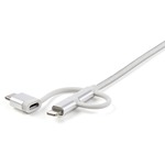 StarTech.com 1m USB Multi Charging Cable - Braided - Apple MFi Certified - USB 2.0 - Charge 1x device at a time - For USB-C or Lightning devices attach the correspon