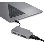 StarTech.com USB-C Multiport Video Adapter - 4-in-1 USB-C to DVI / HDMI / VGA / mDP Video Adapter - Space Gray - 4K 30 Hz - CDPVDHDMDPSG - Connect your laptop to an