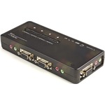 StarTech.com 4 Port Black USB KVM Switch Kit with Cables and Audio - 4 Port