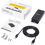 StarTech.com 4 Port USB to DB9 RS232 Serial Adapter Hub - Industrial DIN Rail and Wall Mountable