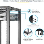 StarTech.com 42U Adjustable Depth Open Frame 4 Post Server Rack Cabinet - 600 kg x Static/Stationary Weig