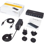 StarTech.com 7 Port SuperSpeed USB 3.0 Hub - Desktop USB Hub with Power Adapter - Black