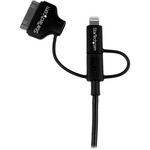 StarTech.com 1m Lightning or 30-pin Dock or Micro-USB to USB Cable Black