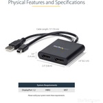 StarTech.com MST Hub - Mini DisplayPort to 2x DisplayPort - Multi Stream Transport Hub - mDP 1.2 to DP - 3840 × 2160 - DisplayPort - USB