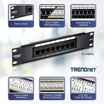 TRENDnet TC-P08C6 8 Ports Network Patch Panel - 8 x RJ-45 - 8 x RJ-11