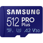 Samsung PRO Plus 512 GB Class 10/UHS-I U3 V30 microSDXC - 160 MB/s Read - 120 MB/s Write