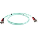 StarTech.com 10Gb Aqua Fiber Patch Cable-ST Multi-Mode M-ST Multi-Mode M-1 m-Fiber Optic - for Network Device - 1m - 2 x ST Male Network - 2 x ST Male Network -