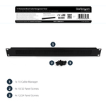 StarTech.com 1U Brush Strip Horizontal Server Rack Cable Management Panel - Cable Management Panel