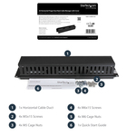StarTech.com 2U Horizontal Finger Duct Rack Cable Management Panel with Cover - 2U Height