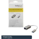 StarTech.com USB 3.0 to Gigabit Network Adapter - Silver - Sleek Aluminum Design Ideal for MacBook, Chromebook or Tablet - USB 3.1 - 1 Ports - 1 - Twisted Pair