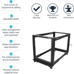 StarTech.com 12U Adjustable Depth Open Frame 4 Post Server Rack w/ Casters / Levelers and Cable Management Hooks - 544.31 kg x Static/Stationary Weight Capacity