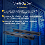 StarTech.com Vertical Cable Organizer with Finger Ducts - Vertical Cable Management Panel - Rack-Mount Cable Raceway - 0U - 6 ft. CMVER40UF - Eliminate cable stres