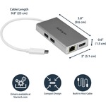 StarTech.com USB C Multiport Adapter - Aluminum - Power Delivery USB PD - USB C to Gigabit Ethernet / 4K HDMI / USB 3.0 Hub DKT30CHPDW - Power and charge your la