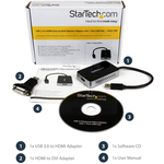 StarTech.com USB 3.0 to HDMI External Video Card Multi Monitor Adapter with 1-Port USB Hub - 1920x1200 / 1080p - 1920 x 1200 - 1 x HDMI