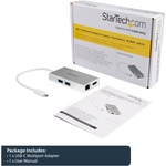StarTech.com USB C Multiport Adapter - Aluminum - Power Delivery USB PD - USB C to Gigabit Ethernet / 4K HDMI / USB 3.0 Hub DKT30CHPDW - Power and charge your la