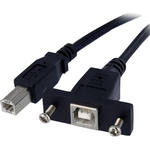 StarTech.com 1 ft Panel Mount USB Cable B to B - F/M - 1 x Type B Male USB - 1 x Type B Female USB - Black