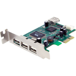 StarTech.com 4 Port PCI Express Low Profile High Speed USB Card - 3 x 4-pin Type A Female USB 2.0