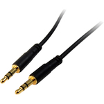 StarTech.com 10 ft Slim 3.5mm Stereo Audio Cable - M/M - Mini-phone Male Stereo Audio