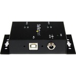 StarTech.com 2 Port Industrial Wall Mountable USB to Serial Adapter Hub with DIN Rail Clips