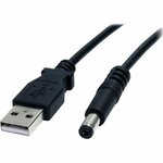 StarTech.com 2m USB to Type M Barrel Cable - USB to 5.5mm 5V DC Cable - Black