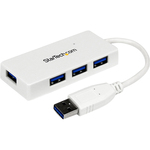 StarTech.com Portable 4 Port SuperSpeed Mini USB 3.0 Hub - White - 4 Total USB Ports - 4 USB 3.0 Ports