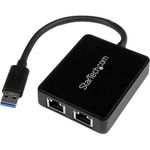 StarTech.com USB 3.0 to Dual Port Gigabit Ethernet Adapter NIC w/ USB Port - 2 x RJ-45 - Twisted Pair
