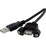 StarTech.com 3 ft Panel Mount USB Cable A to A - F/M - 1 x Type A Male USB - 1 x Type A Female USB - Extension Cable