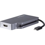 StarTech.com USB-C Multiport Video Adapter - 4-in-1 USB-C to DVI / HDMI / VGA / mDP Video Adapter - Space Gray - 4K 30 Hz - CDPVDHDMDPSG - Connect your laptop to an