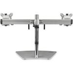 StarTech.com Dual-Monitor Stand - Horizontal - For up to 24inch VESA Mount Monitors - Silver - Adjustable Computer Monitor Stand for Desk - Steel Andamp; Aluminum - Up to 61