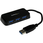 StarTech.com Portable 4 Port SuperSpeed Mini USB 3.0 Hub - Black - 4 Total USB Ports - 4 USB 3.0 Ports