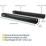 StarTech.com Vertical Cable Organizer with Finger Ducts - Vertical Cable Management Panel - Rack-Mount Cable Raceway - 0U - 6 ft. CMVER40UF - Eliminate cable stres