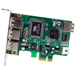 StarTech.com 4 Port PCI Express Low Profile High Speed USB Card - 3 x 4-pin Type A Female USB 2.0