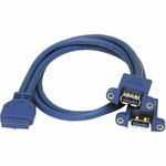 StarTech.com 2 Port Panel Mount USB 3.0 Cable - USB A to Motherboard Header Cable F/F - 2 x Type A Female USB - 1 x IDC Female USB - Blue