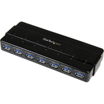 StarTech.com 7 Port SuperSpeed USB 3.0 Hub - Desktop USB Hub with Power Adapter - Black