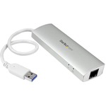 StarTech.com 3 Port Portable USB 3.0 Hub plus Gigabit Ethernet - Aluminum USB Hub with Gigabit Ethernet Adapter - 3 Total USB Ports - 3 USB 3.0 Ports1 Network R