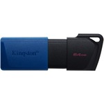 Kingston DataTraveler Exodia M DTXM 64 GB USB 3.2 Gen 1 Type A Flash Drive - Black, Blue - 1 Pack