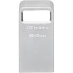 Kingston DataTraveler Micro 64 GB USB 3.2 Gen 1 Type A Flash Drive - Silver - 200 MB/s Read Speed