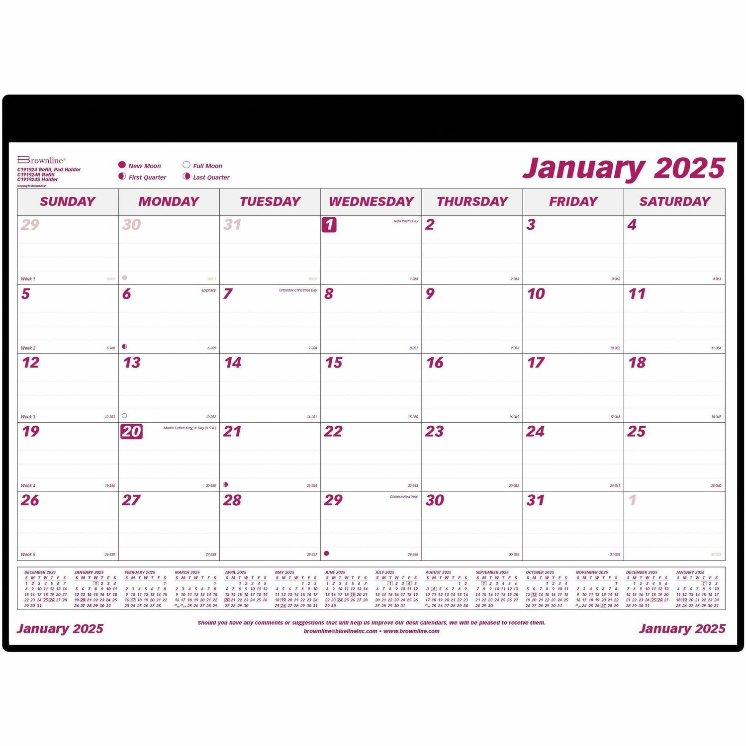 Brownline Monthly Planning Desk Calendar Pad Madill The Office Company