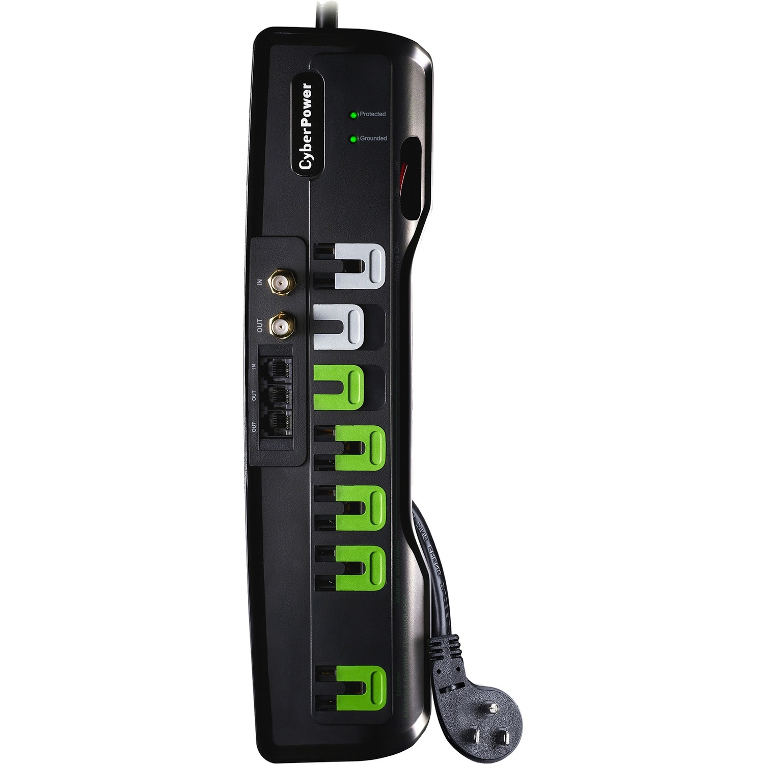 CyberPower CSHT706TCG Home Theater Energy Saving 7-Outlets Surge Suppressor AV protection - Plain Brown Boxes - 7 x NEMA 5-15R - 2250 J - 125 V AC Input - 125 V AC Output