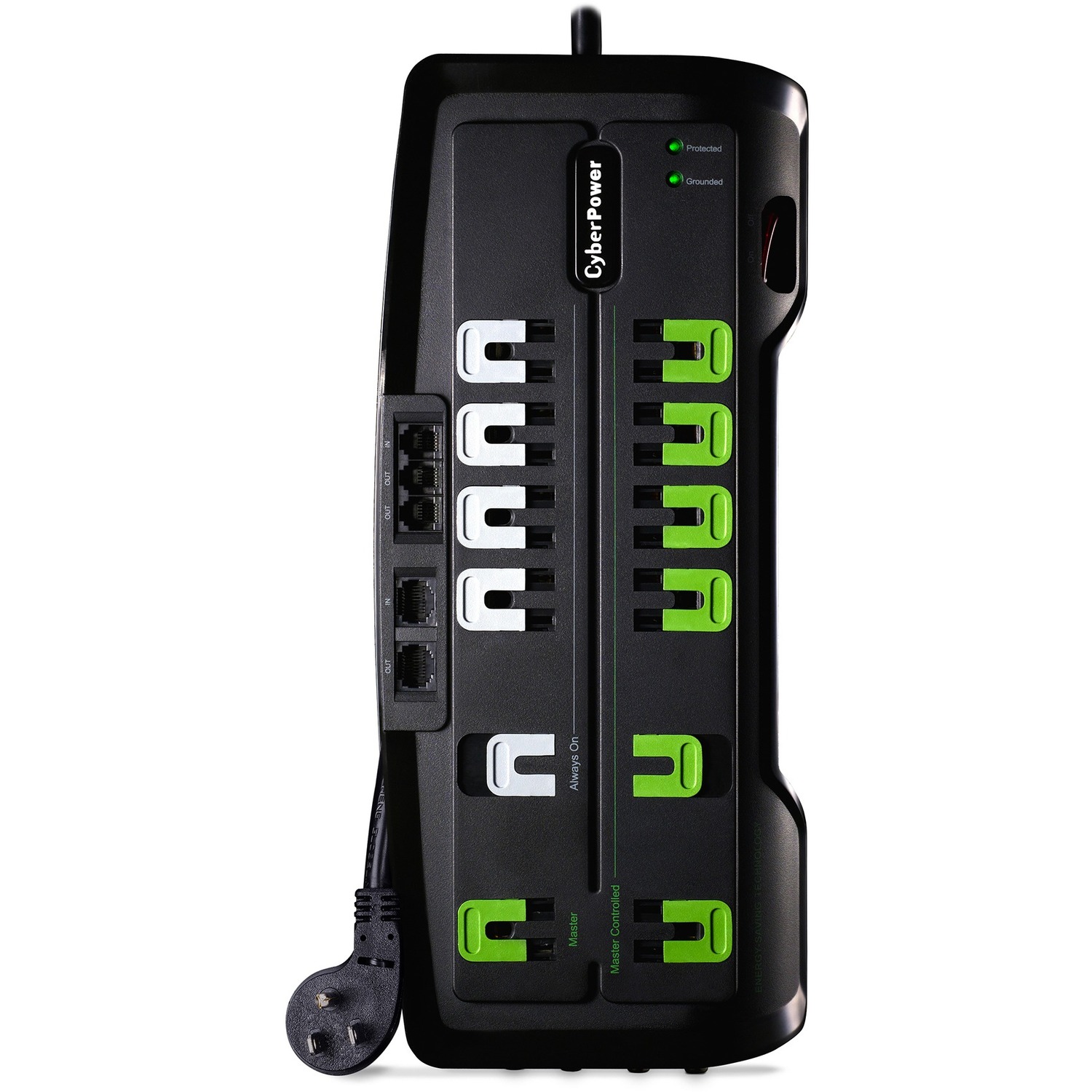 CyberPower CSHT1208TNC2G Home Theater Energy Saving 12-Outlets Surge NET and AV protection - Plain Brown Boxes - 12 x NEMA 5-15R - 4350 J - 125 V AC Input - 125 V AC Output