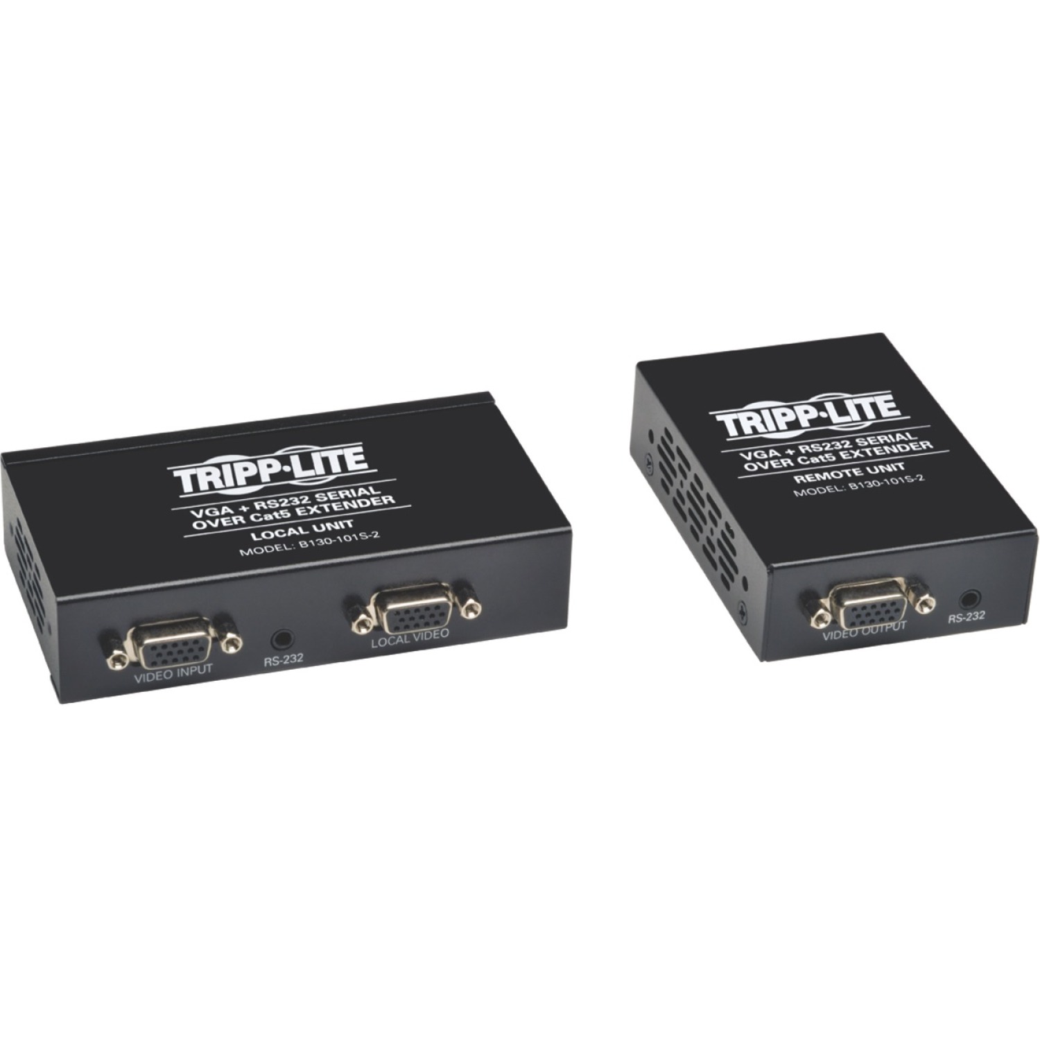 Tripp Lite VGA + RS232 Serial Over Cat5 Extender - 1 Input Device - 2 Output Device - 1000 ft (304800 mm) Range - 2 x Network (RJ-45) - 1 x VGA In - 2 x VGA Out - 1920 x 1440 - Rack-mountable, Wall Mountable, Pole-mountable - TAA Compliant