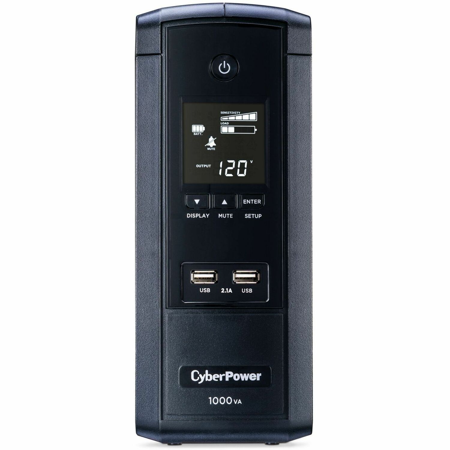 CyberPower UPS Systems BRG1000AVRLCD Intelligent LCD -  Capacity: 1000 VA / 600 W - 1000VA/600W UPS, Mini-tower, 10 Outlets, AVR, LCD, USB Charge Ports, Serial/USB, 5 Yr Wty