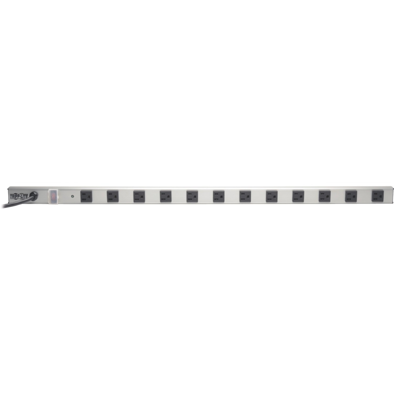 Tripp Lite 36-in. 12 Outlet 15-ft Cord 1050 Joule Power Strip with Surge Suppression - NEMA 5-15P - 12 x NEMA 5-15R - 15 ft Cord - 1050 J Surge Energy - 15 A Current - 120 V AC Voltage - 1.80 kW - Gray, Black, Black